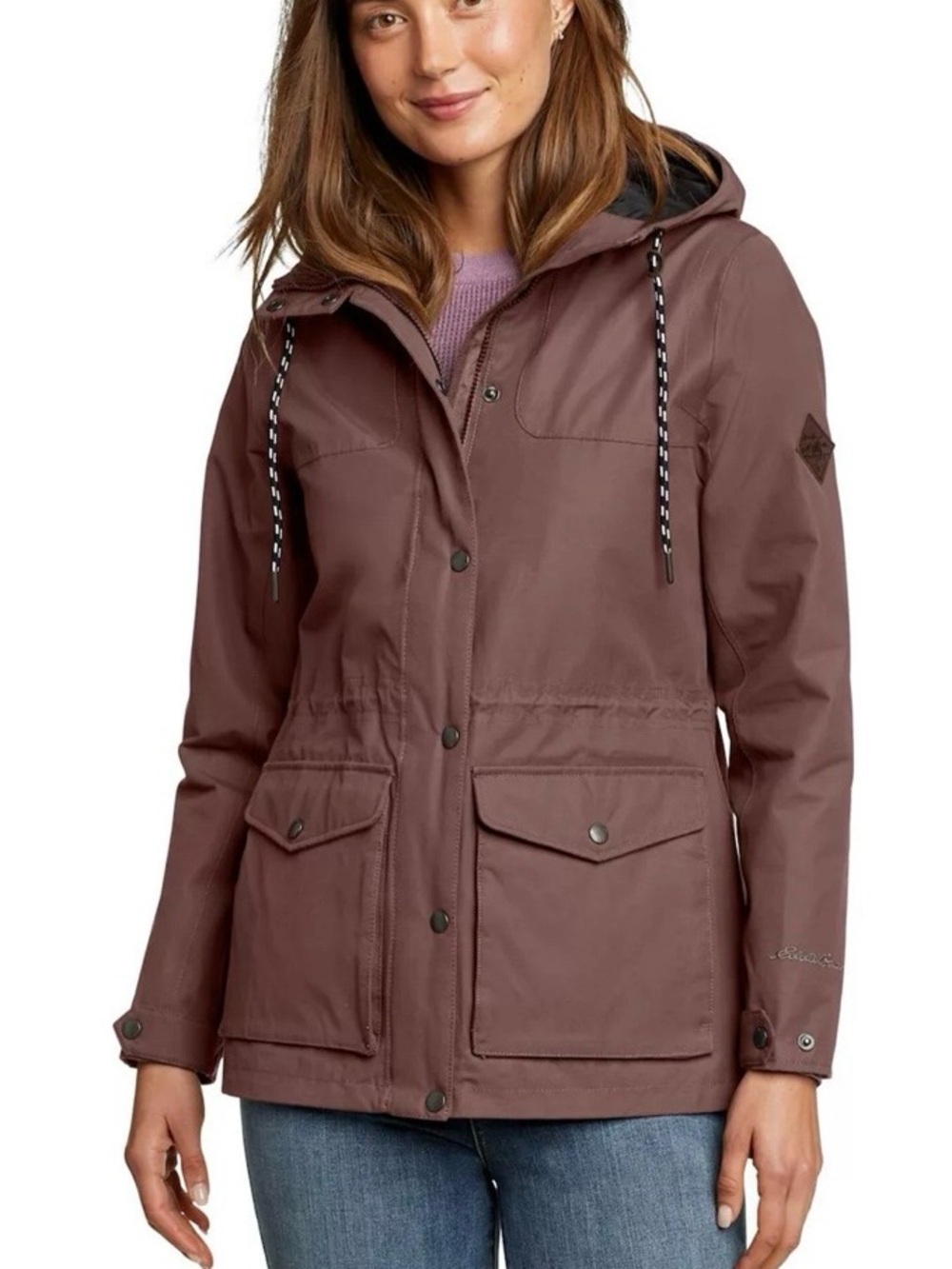 Eddie Bauer Charly Hooded Rain Jacket Plum NWT